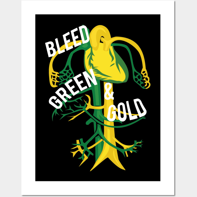 Bleed Green N Gold Wall Art by mikelcal